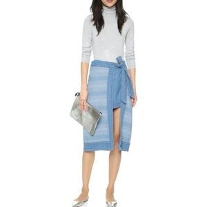 NWT Free People Double The Fun Chambray Wrap Skirt